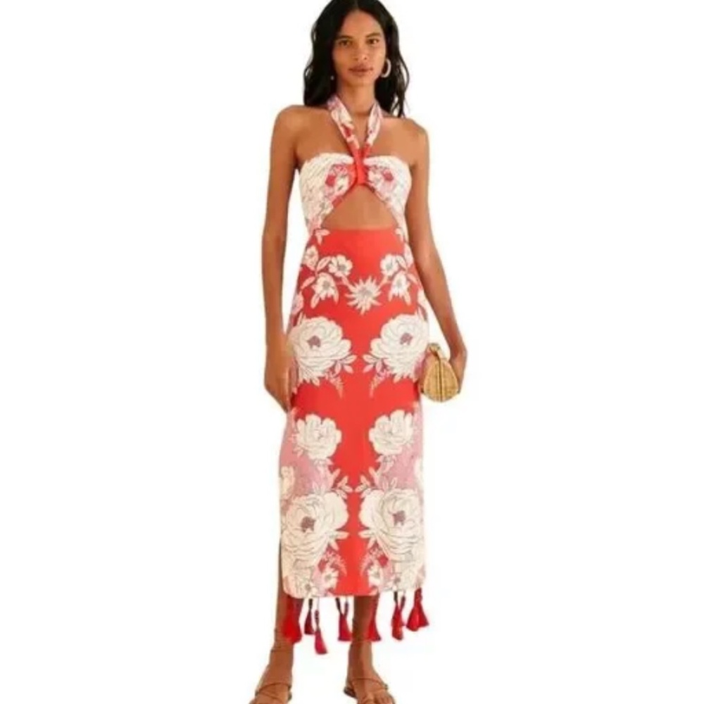 Farm Rio Halter Neck Midi Dress